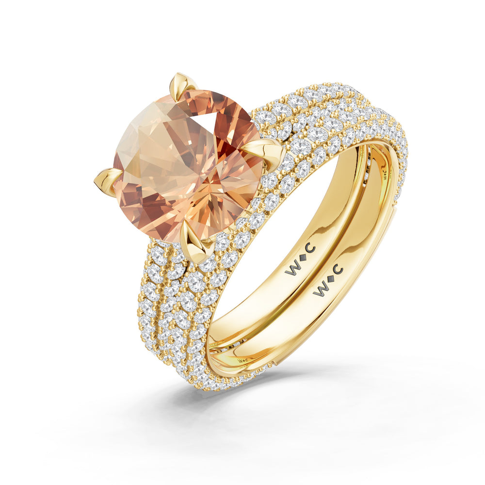 The Mariner Ring with Created Morganite Cut Diamond in 14KT Yellow Gold view 4
