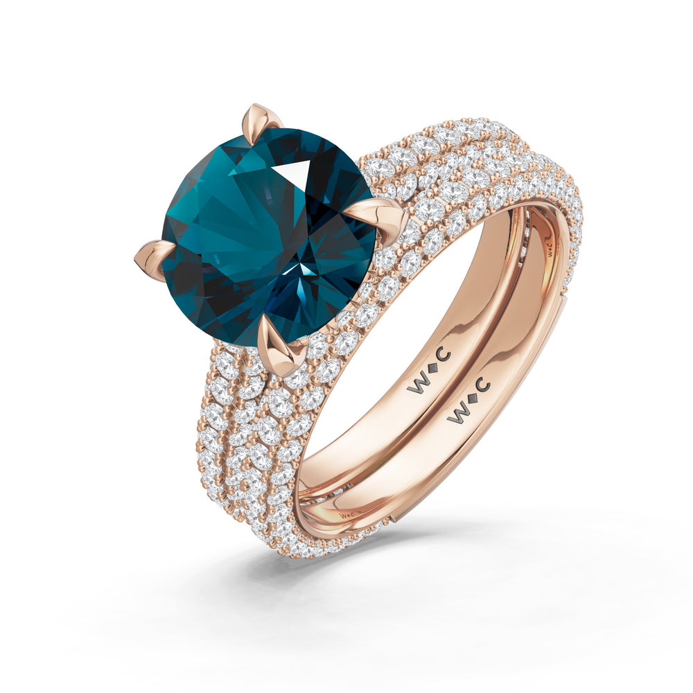 The Mariner Ring with Created London Blue Topaz Cut Diamond in 14KT Rose Gold view 4
