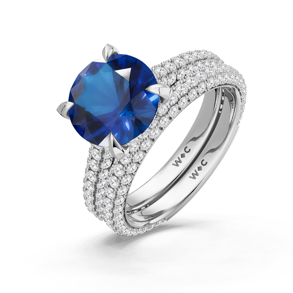 The Mariner Ring with Created Blue Sapphire Cut Diamond in 14KT Platinum view 4
