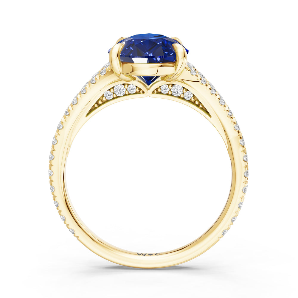 The Celestia Ring with 12X8 MM Cut Diamond in 14KT Yellow Gold view 2
