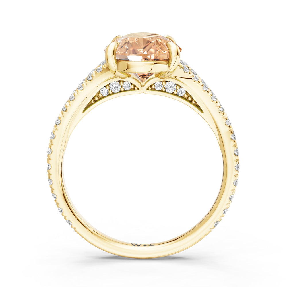 The Celestia Ring with 12X8 MM Cut Diamond in 14KT Yellow Gold view 2

