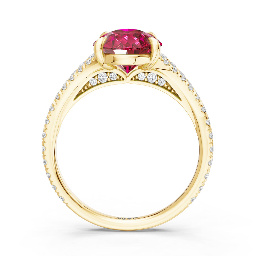 The Celestia Ring with 12X8 MM Cut Diamond in 14KT Yellow Gold view 2
