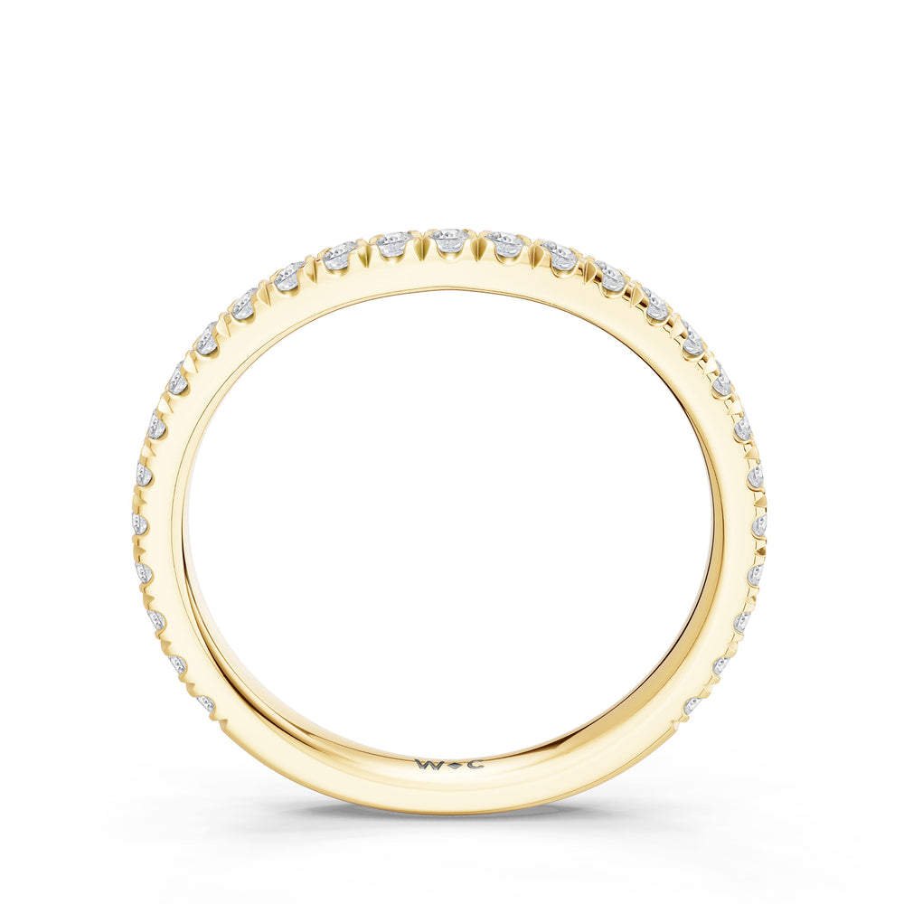 The Celestia Diamond Wedding Band with Created Blue Sapphire Cut Diamond in 14KT Yellow Gold view 2
