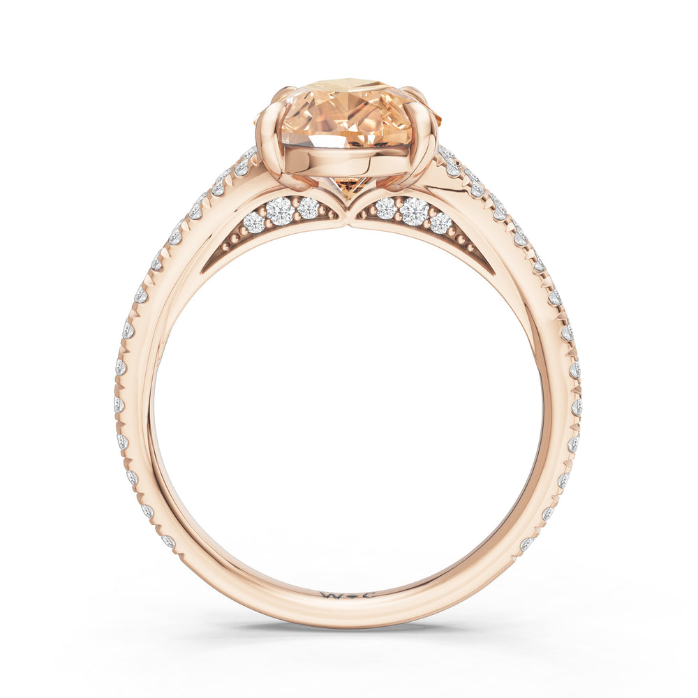 The Celestia Ring with 12X8 MM Cut Diamond in 14KT Rose Gold view 2
