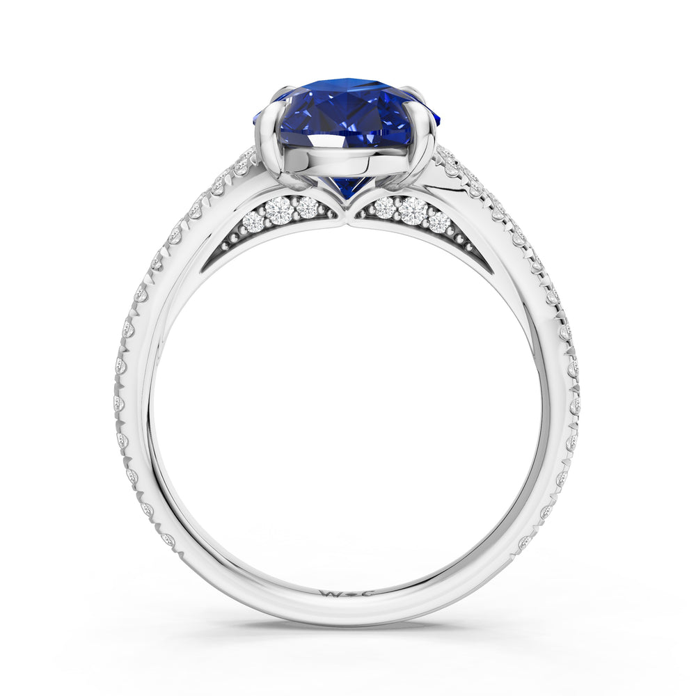 The Celestia Ring with 12X8 MM Cut Diamond in 14KT Platinum view 2
