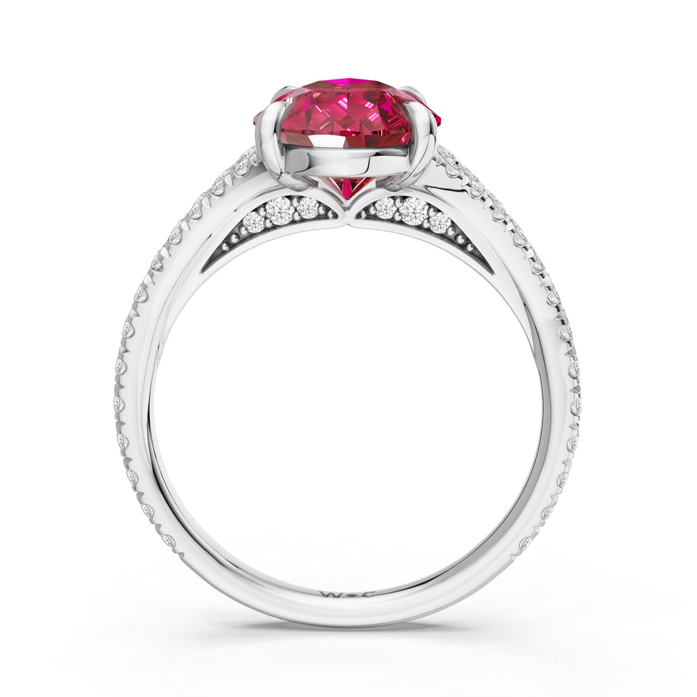 The Celestia Ring with 12X8 MM Cut Diamond in 14KT Platinum view 2
