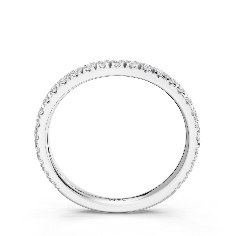 The Celestia Diamond Wedding Band with Created Morganite Cut Diamond in 14KT Platinum view 2
