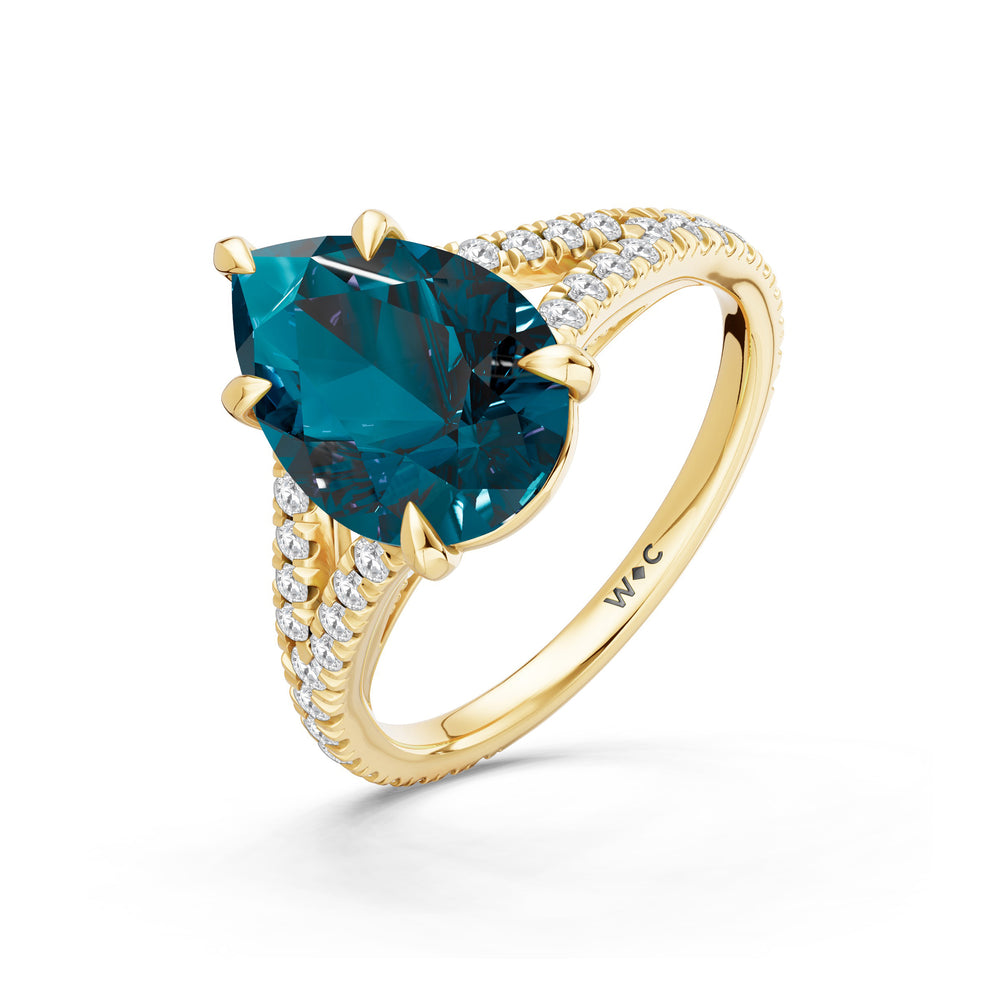 The Celestia Ring with 12X8 MM Cut Diamond in 14KT Yellow Gold view 3
