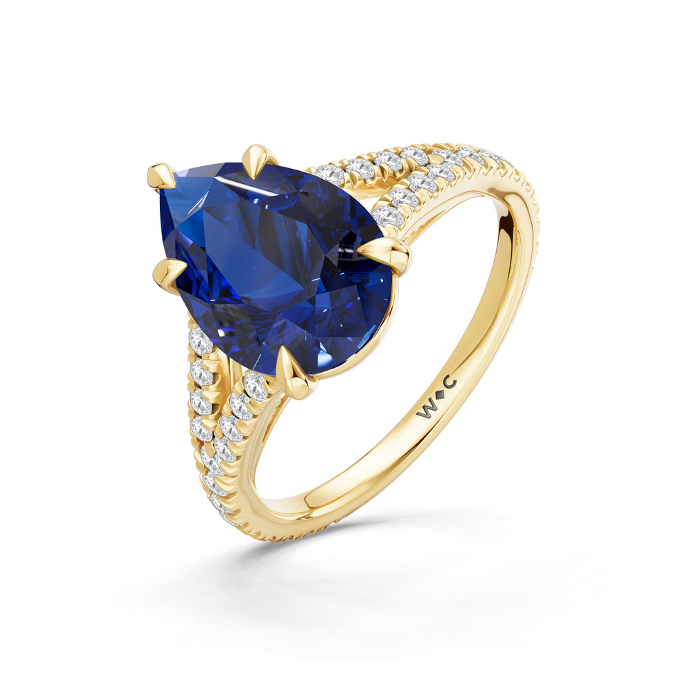 The Celestia Ring with 12X8 MM Cut Diamond in 14KT Yellow Gold view 3
