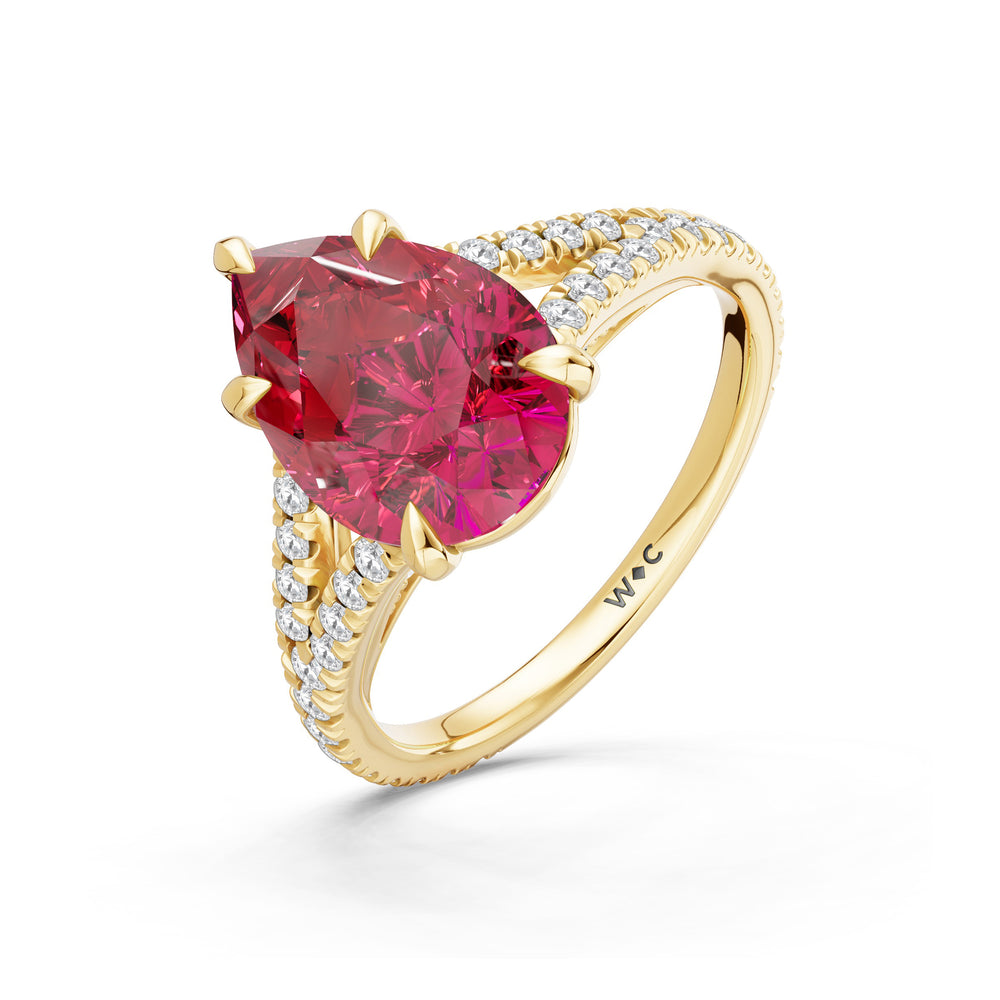 The Celestia Ring with 12X8 MM Cut Diamond in 14KT Yellow Gold view 3
