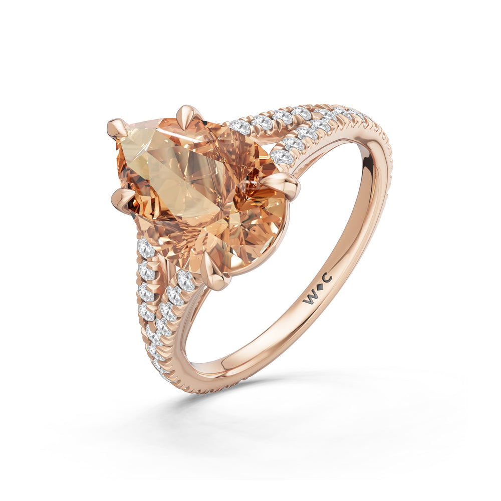 The Celestia Ring with 12X8 MM Cut Diamond in 14KT Rose Gold view 3
