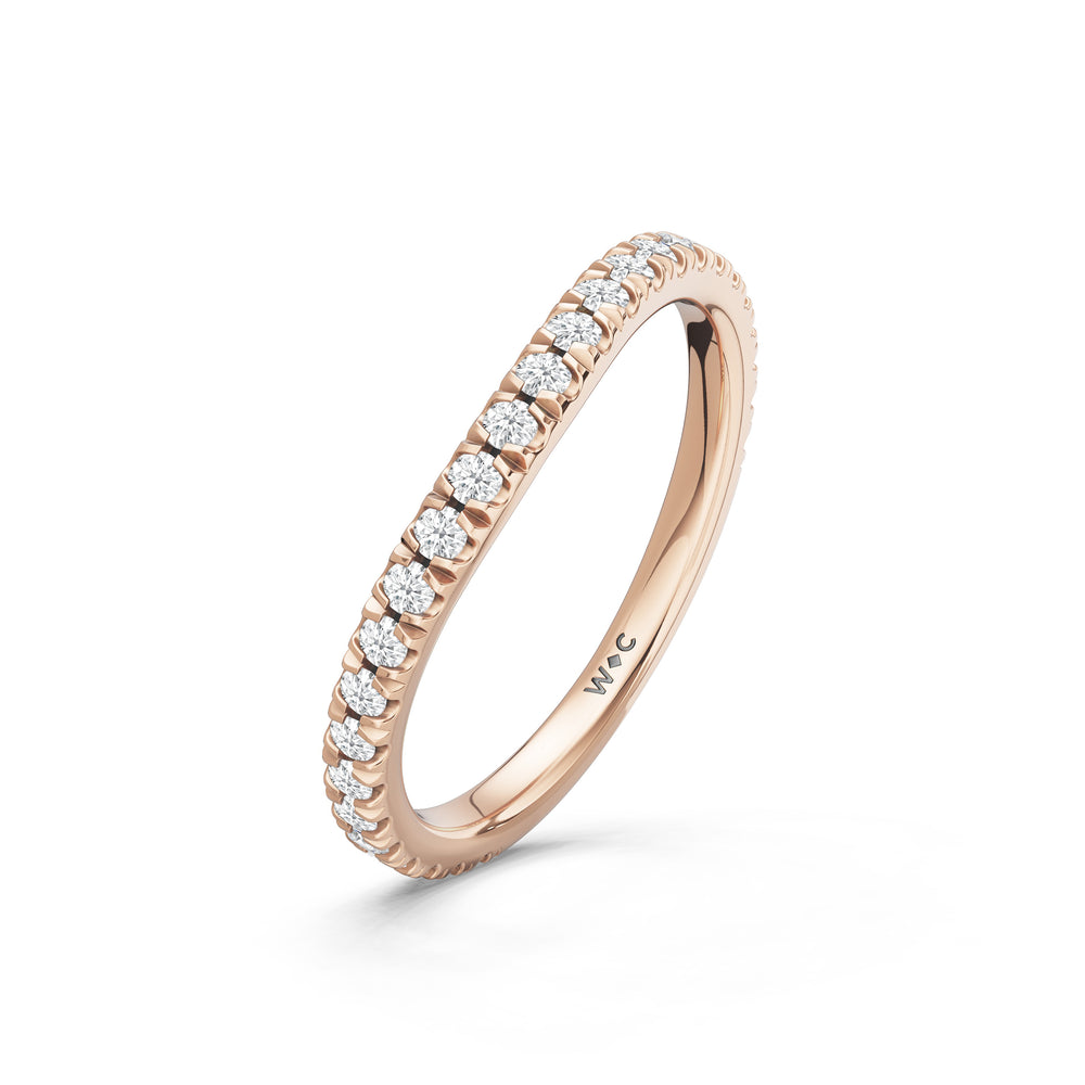 The Celestia Diamond Wedding Band with Created Ruby Cut Diamond in 14KT Rose Gold view 4
