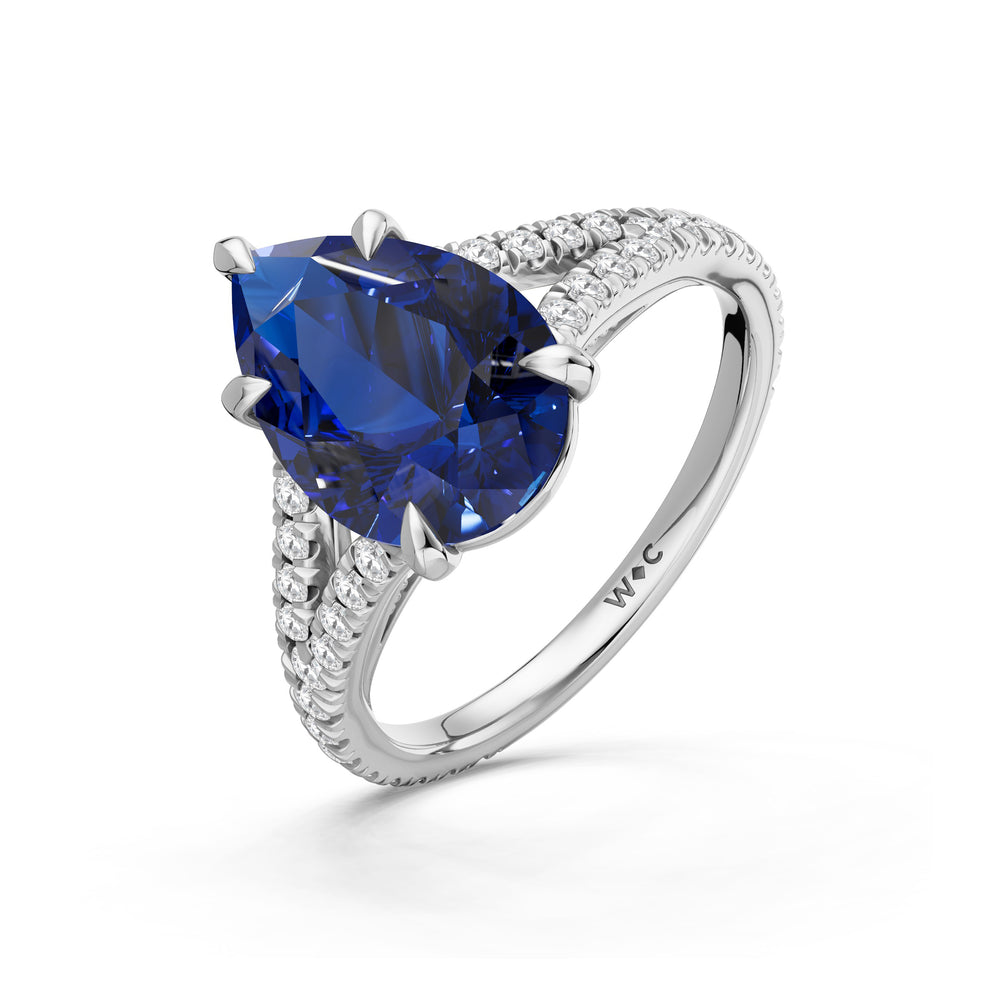 The Celestia Ring with 12X8 MM Cut Diamond in 14KT Platinum view 3
