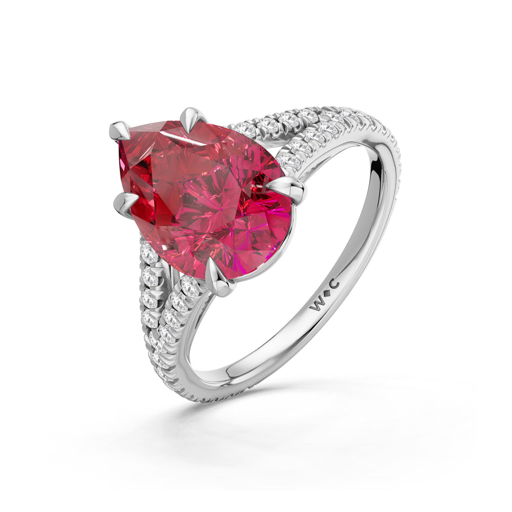 The Celestia Ring with 12X8 MM Cut Diamond in 14KT Platinum view 3

