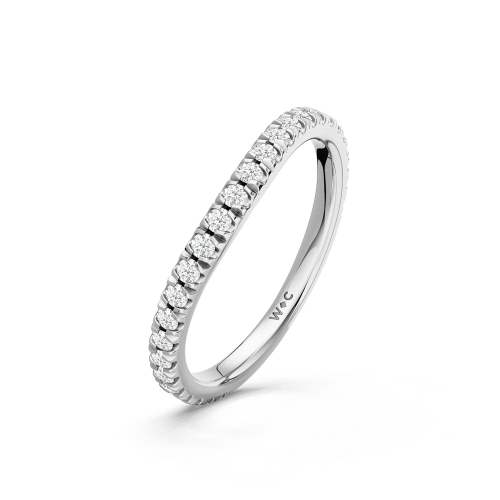 The Celestia Diamond Wedding Band with Created London Blue Topaz Cut Diamond in 14KT Platinum view 4
