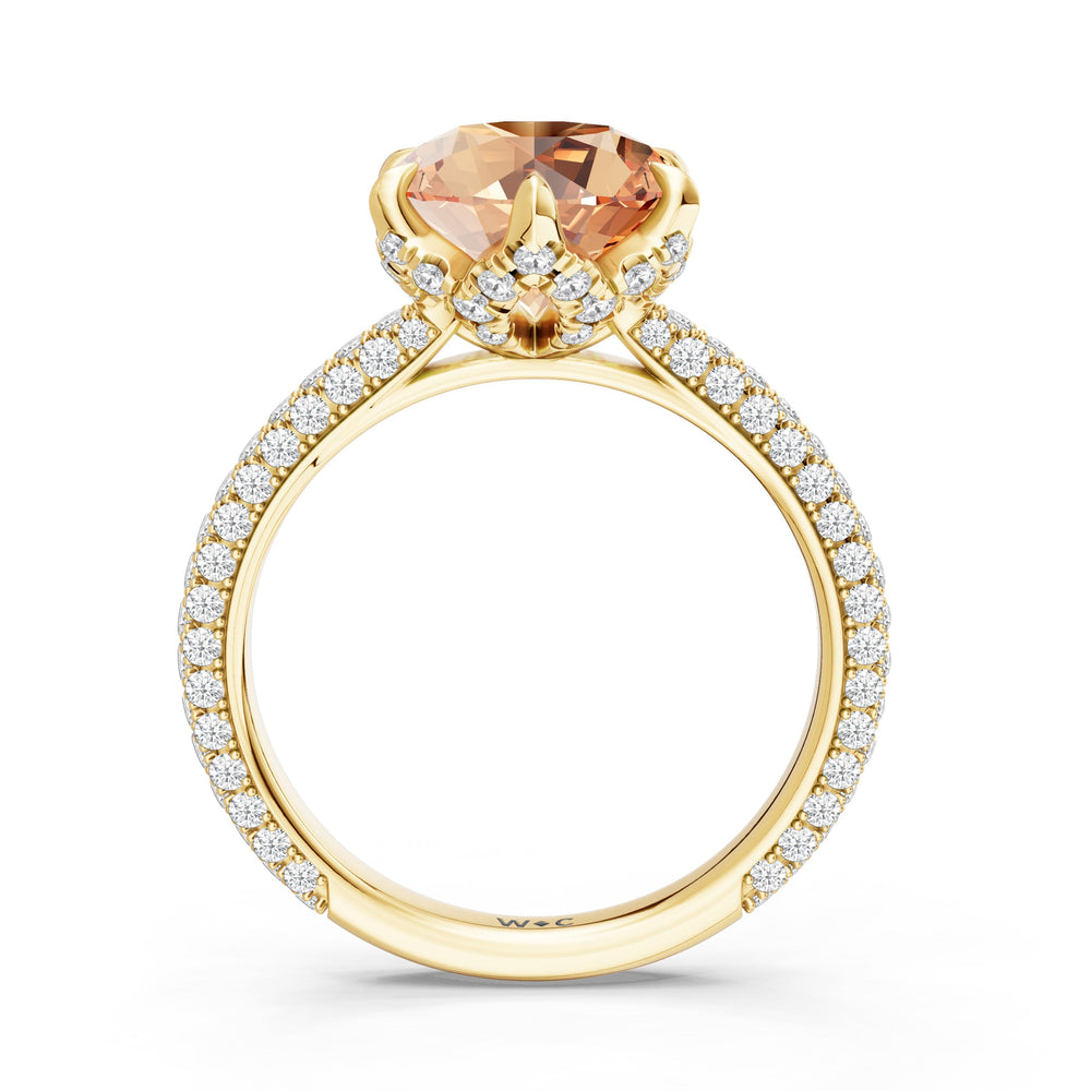 The Florence Ring with Created Morganite Cut Diamond in 14KT Yellow Gold view 2
