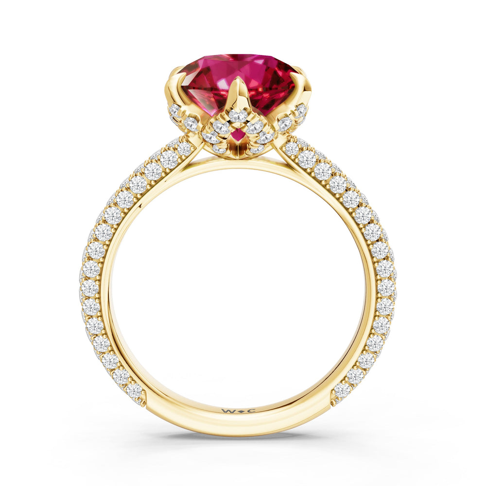 The Florence Ring with Created Ruby Cut Diamond in 14KT Yellow Gold view 2
