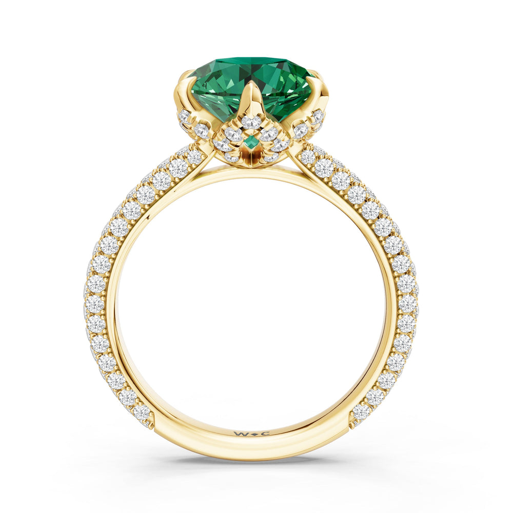 The Florence Ring with Created Emerald Cut Diamond in 14KT Yellow Gold view 2

