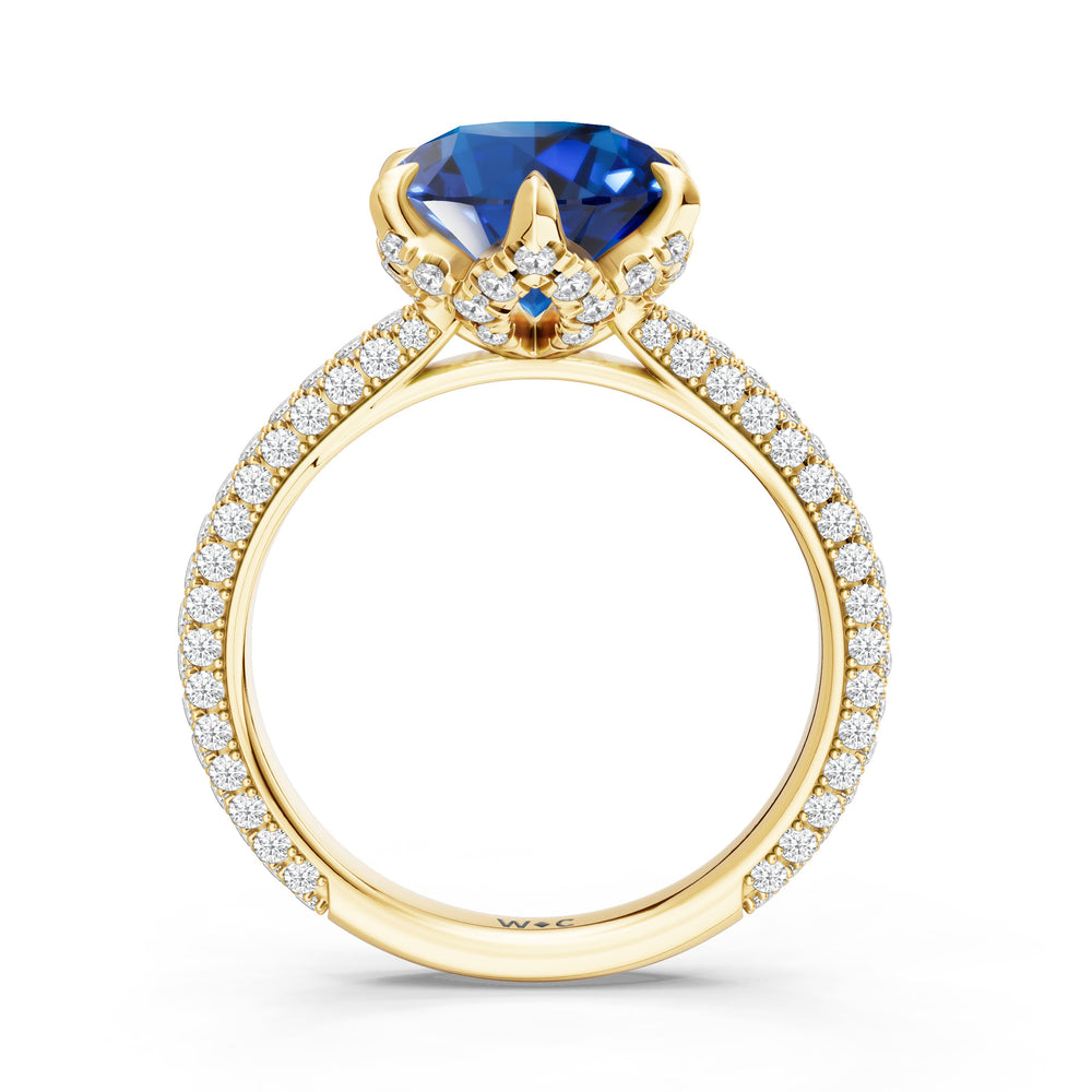 The Florence Ring with 9X9 MM Cut Diamond in 14KT Yellow Gold view 2
