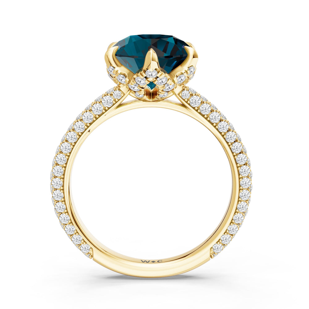 The Florence Ring with Created London Blue Topaz Cut Diamond in 14KT Yellow Gold view 2
