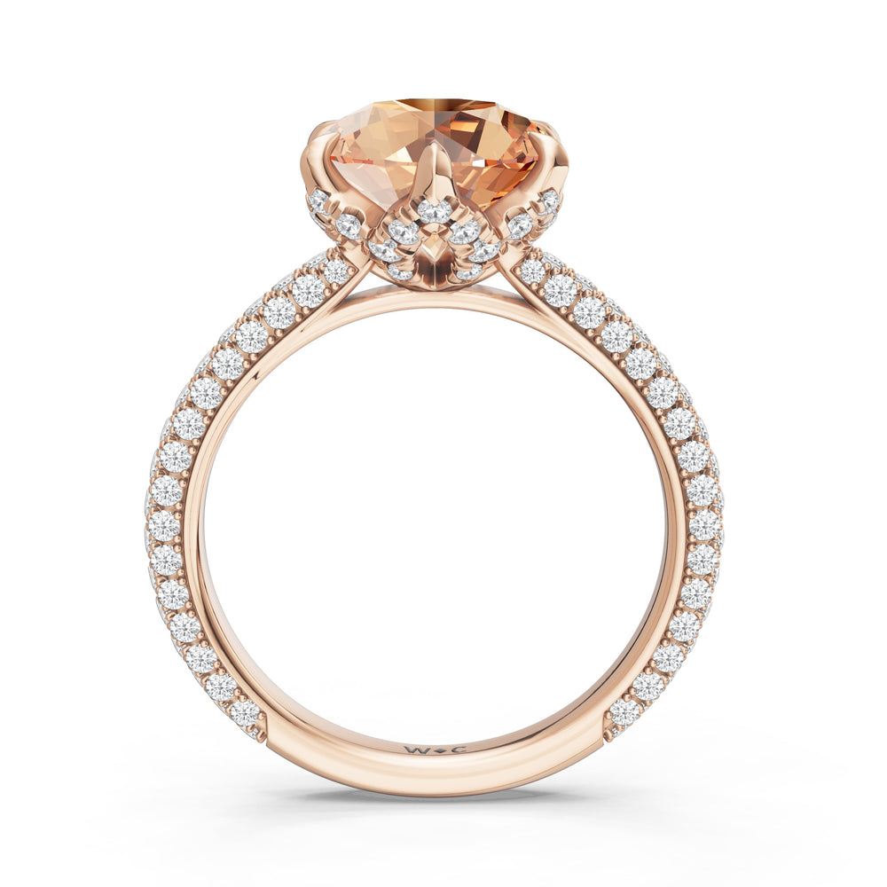 The Florence Ring with 9X9 MM Cut Diamond in 14KT Rose Gold view 2
