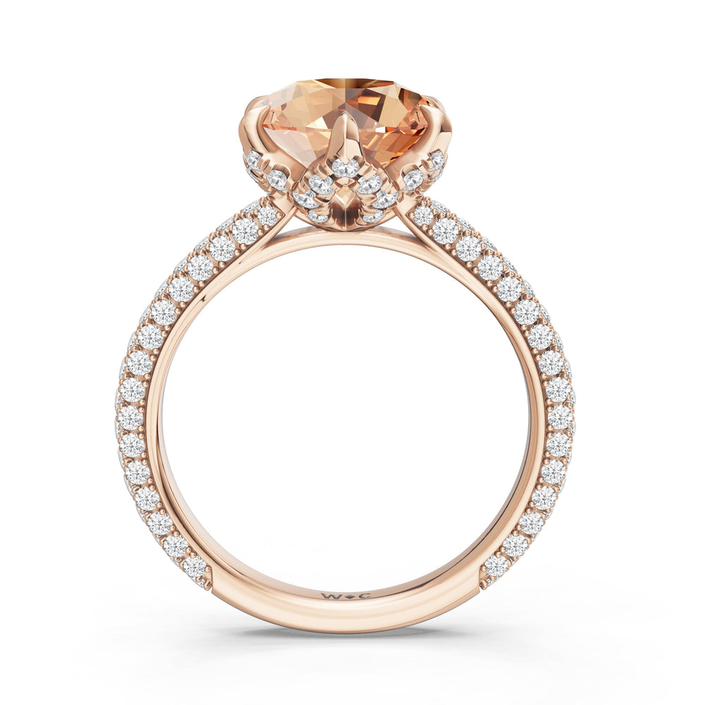 The Florence Ring with Created Morganite Cut Diamond in 14KT Rose Gold view 2
