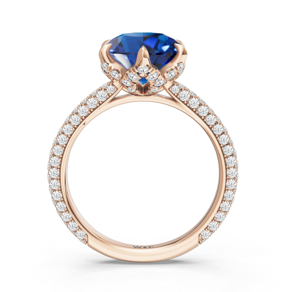The Florence Ring with Created Blue Sapphire Cut Diamond in 14KT Rose Gold view 2
