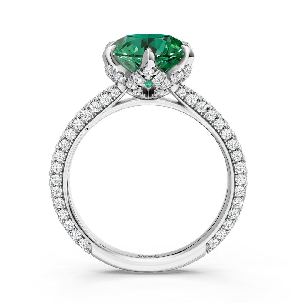 The Florence Ring with Created Emerald Cut Diamond in 14KT Platinum view 2
