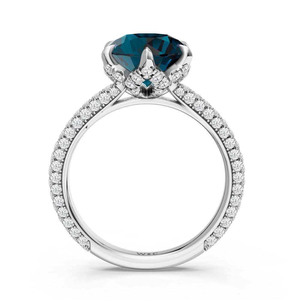 The Florence Ring with Created London Blue Topaz Cut Diamond in 14KT Platinum view 2
