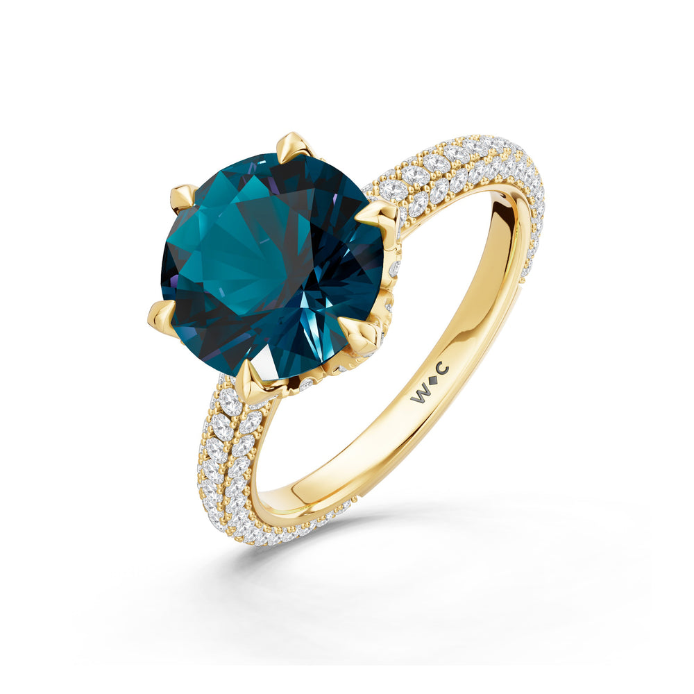 The Florence Ring with 9X9 MM Cut Diamond in 14KT Yellow Gold view 3
