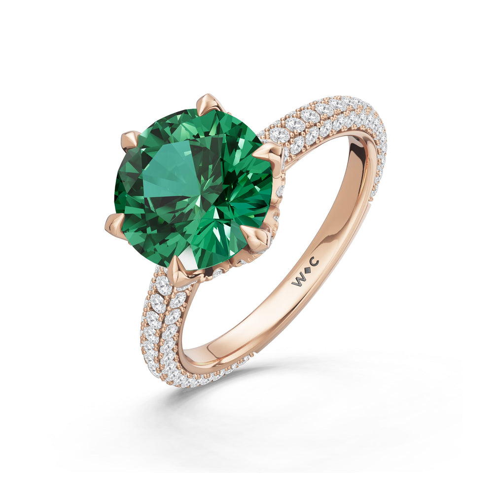 The Florence Ring with Created Emerald Cut Diamond in 14KT Rose Gold view 3
