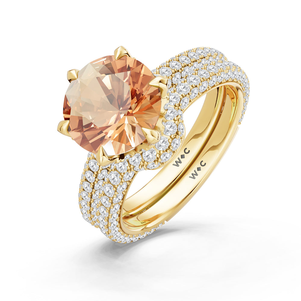 The Florence Ring with Created Morganite Cut Diamond in 14KT Yellow Gold view 4
