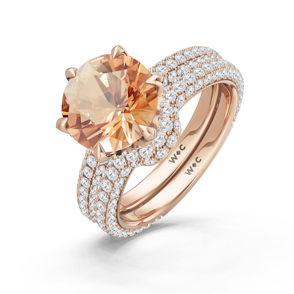 The Florence Diamond Wedding Band with Created Morganite Cut Diamond in 14KT Rose Gold view 3
