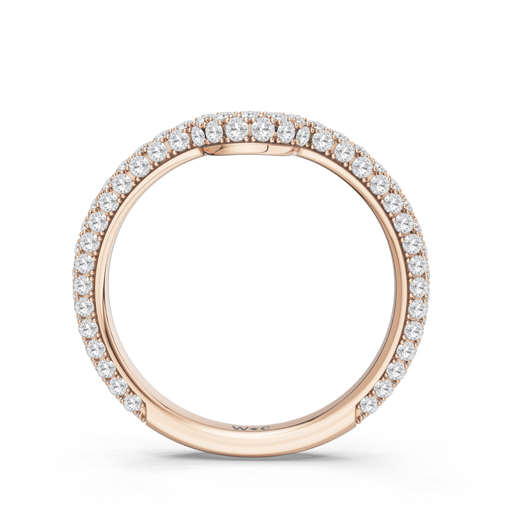 The Florence Diamond Wedding Band with Created Blue Sapphire Cut Diamond in 14KT Rose Gold view 2
