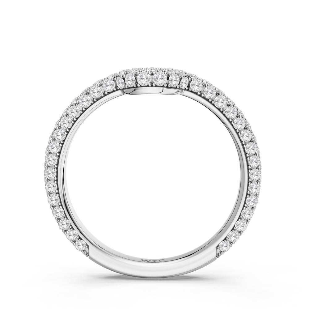 The Florence Diamond Wedding Band with Created London Blue Topaz Cut Diamond in 14KT Platinum view 2
