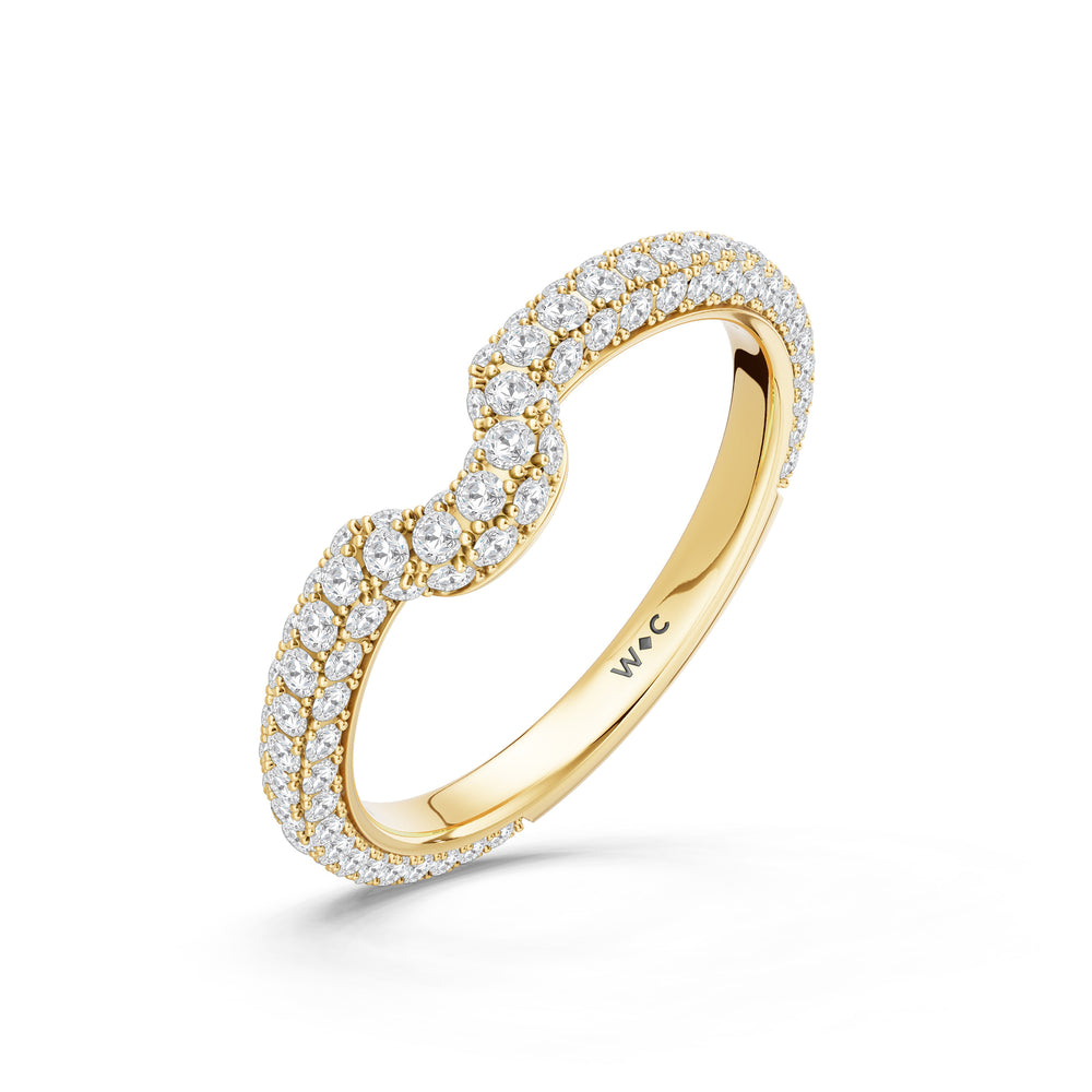 The Florence Diamond Wedding Band with Created London Blue Topaz Cut Diamond in 14KT Yellow Gold view 4
