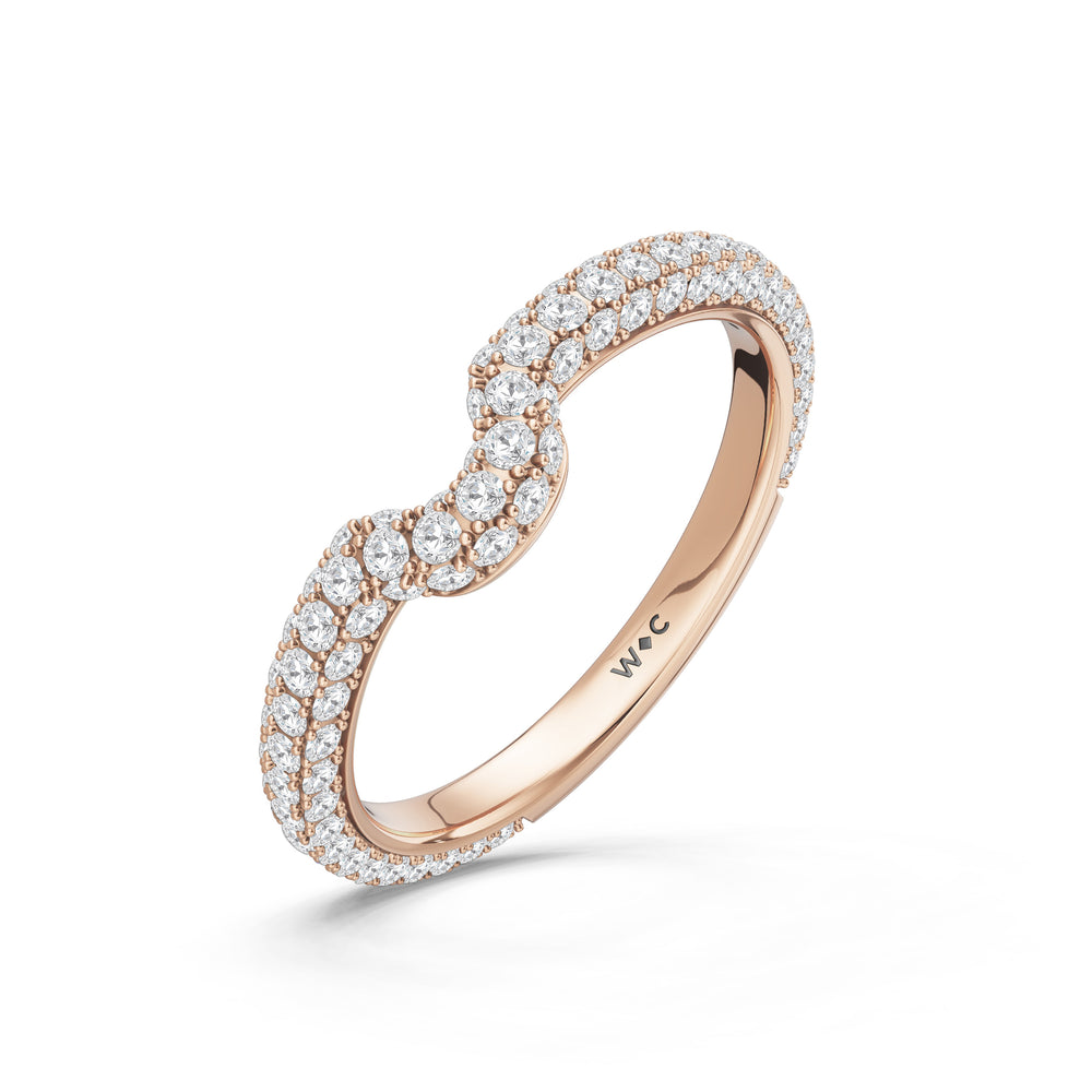 The Florence Diamond Wedding Band with Created London Blue Topaz Cut Diamond in 14KT Rose Gold view 4

