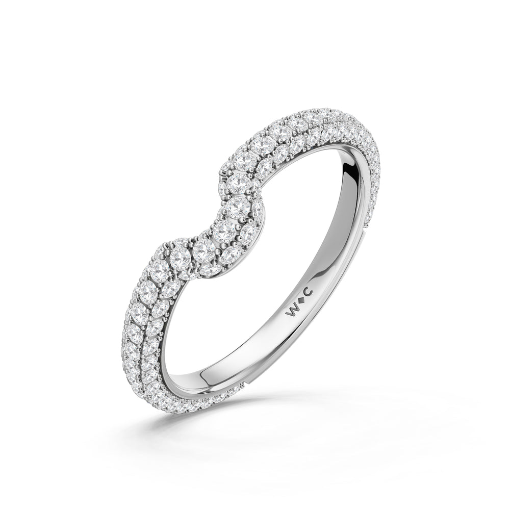 The Florence Diamond Wedding Band with Created Blue Sapphire Cut Diamond in 14KT Platinum view 4
