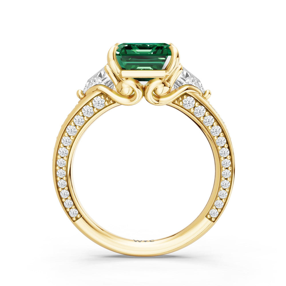 The Viridienne Ring with Created Emerald Cut Diamond in 14KT Yellow Gold view 2
