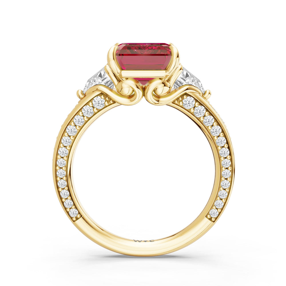 The Viridienne Ring with Created Ruby Cut Diamond in 14KT Yellow Gold view 2
