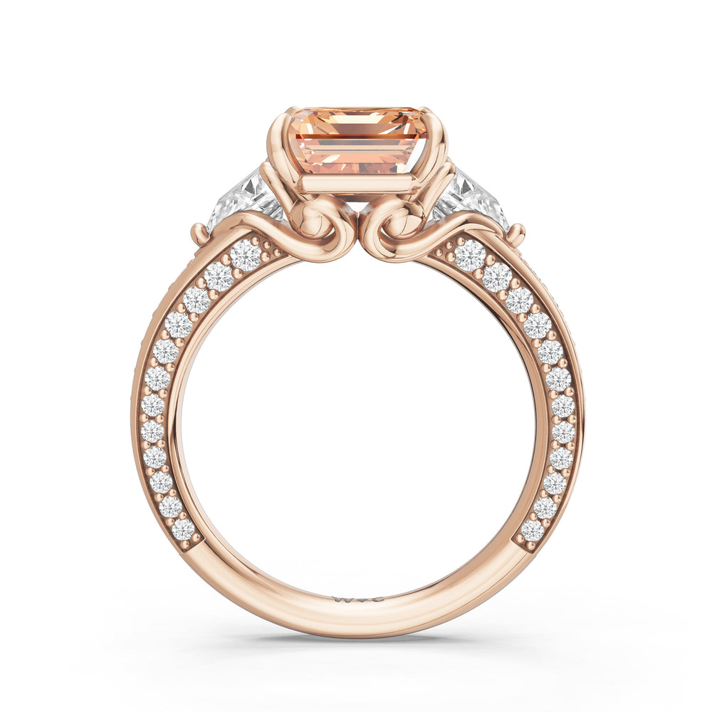 The Viridienne Ring with 10X8 MM Cut Diamond in 14KT Rose Gold view 2
