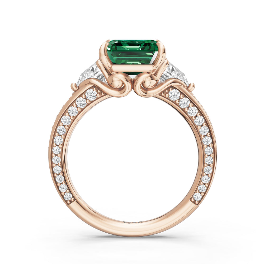 The Viridienne Ring with 10X8 MM Cut Diamond in 14KT Rose Gold view 2
