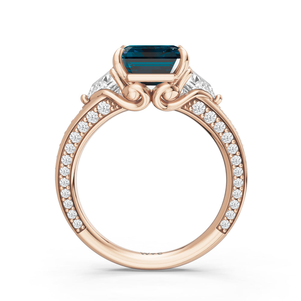 The Viridienne Ring with 10X8 MM Cut Diamond in 14KT Rose Gold view 2
