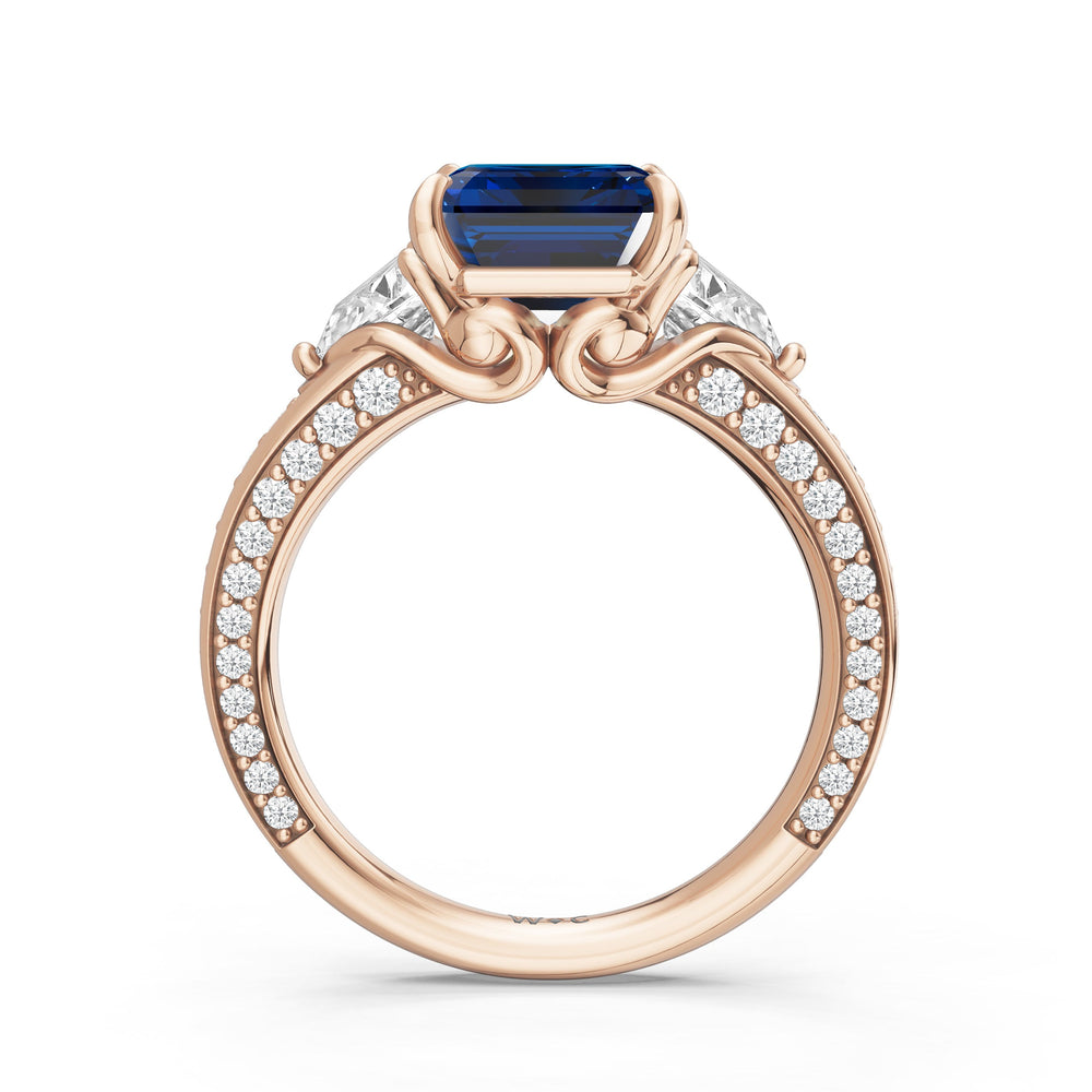 The Viridienne Ring with Created Blue Sapphire Cut Diamond in 14KT Rose Gold view 2

