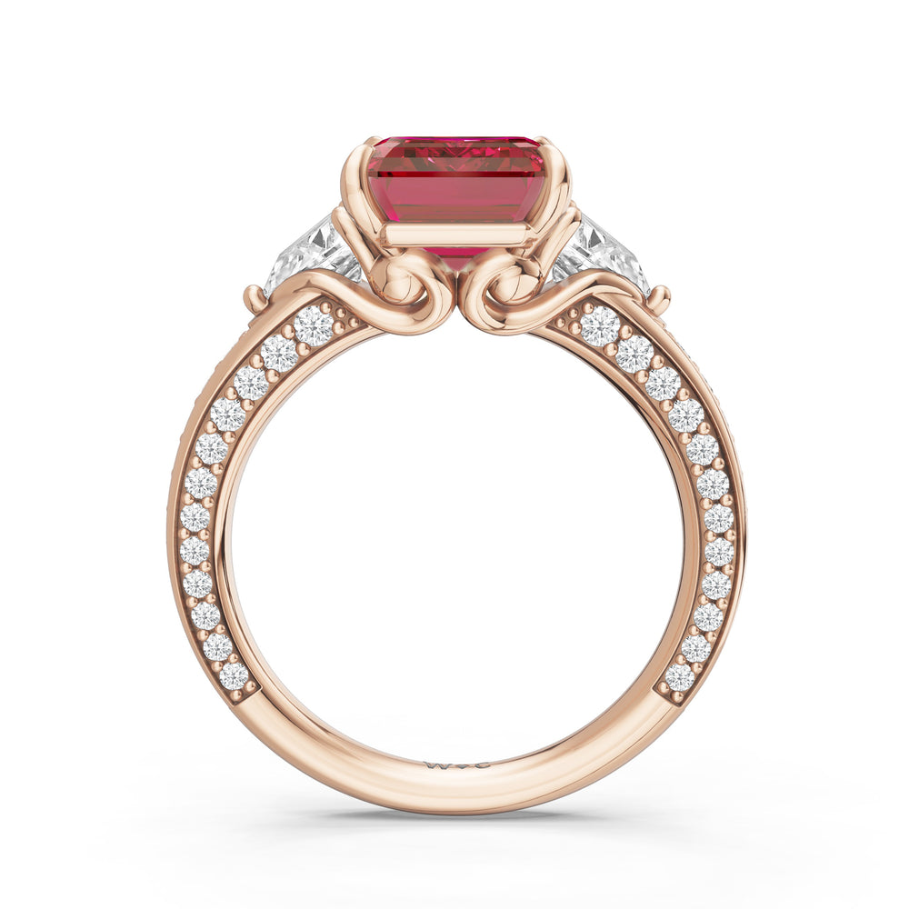 The Viridienne Ring with 10X8 MM Cut Diamond in 14KT Rose Gold view 2
