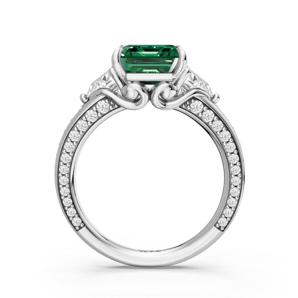 The Viridienne Ring with 10X8 MM Cut Diamond in 14KT Platinum view 2
