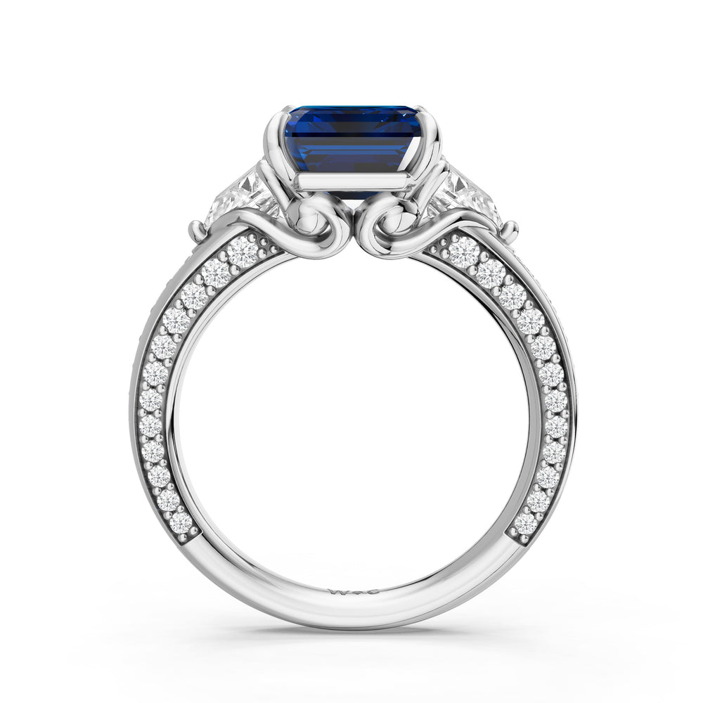 The Viridienne Ring with 10X8 MM Cut Diamond in 14KT Platinum view 2
