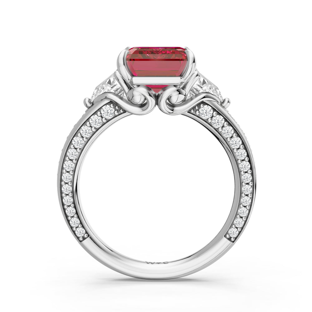 The Viridienne Ring with 10X8 MM Cut Diamond in 14KT Platinum view 2

