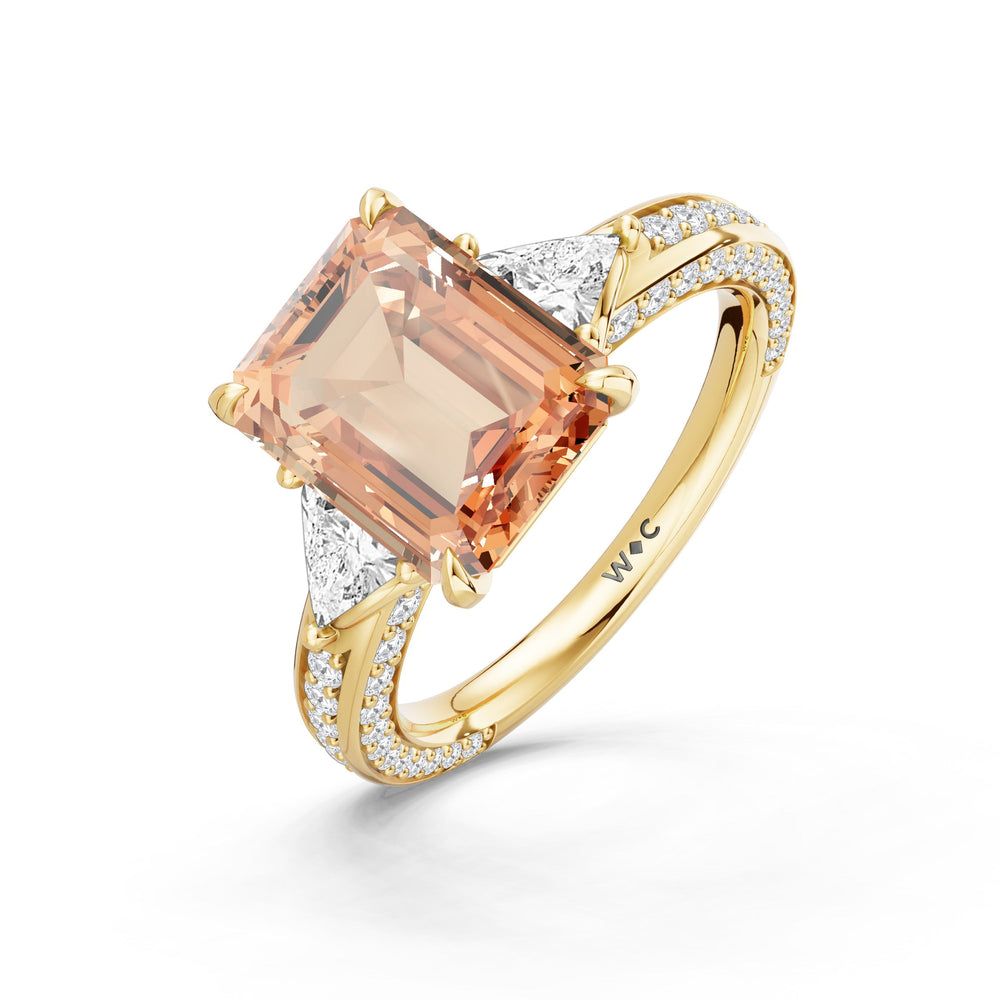 The Viridienne Ring with Created Morganite Cut Diamond in 14KT Yellow Gold view 3
