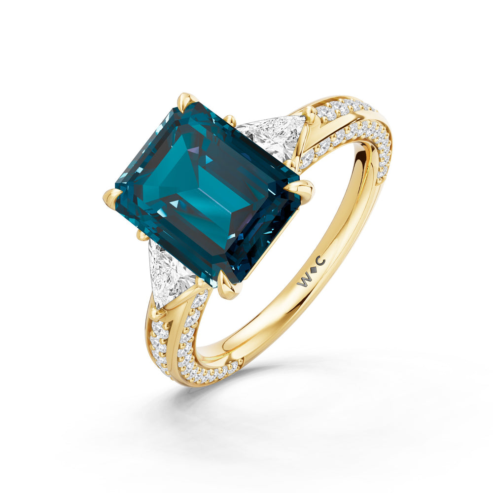 The Viridienne Ring with 10X8 MM Cut Diamond in 14KT Yellow Gold view 3
